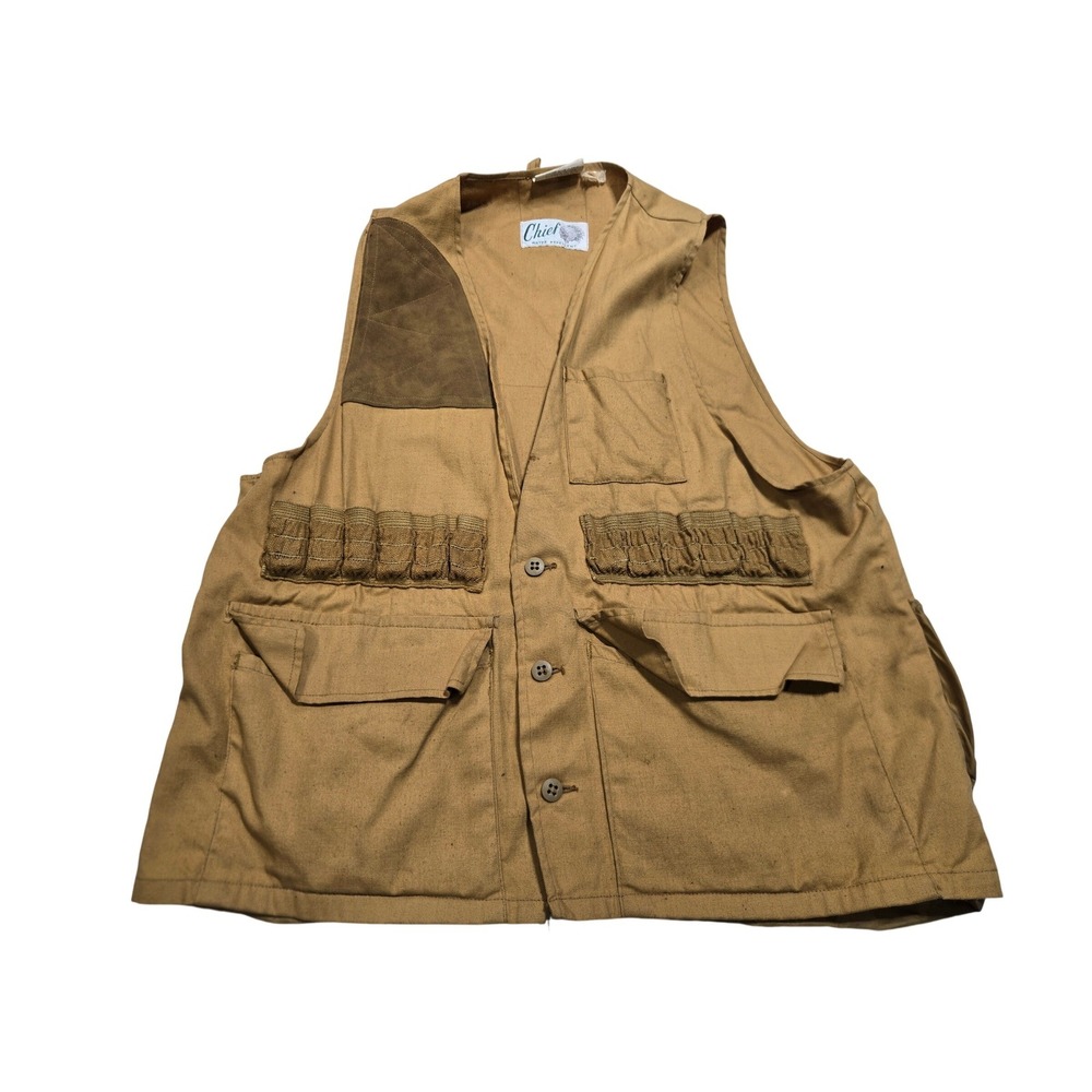 Vintage Chief Hunting Utility Vest Canvas Multi Pocket Size M